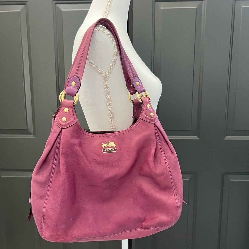 Coach Purple Shoulder Bag with Gold Accents - Picture 12 of 13